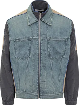 Ambush Contrast-Panelled Zipped Denim Jacket