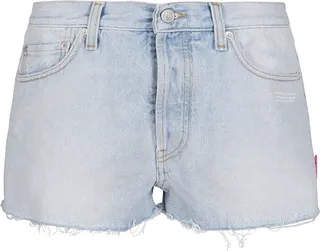 Off-White Frayed Hem Denim Shorts