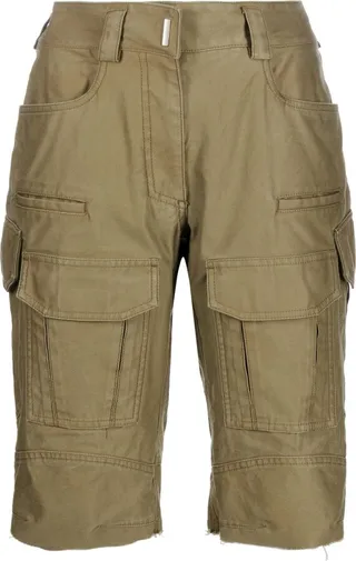 Green Cotton Cargo Shorts
