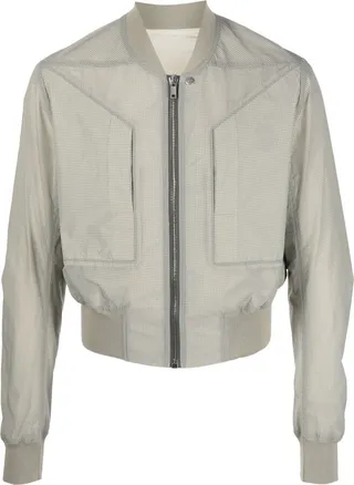 Windowpane-Print Zip-Up Bomber Jacket