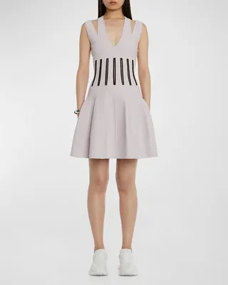 Cutout Lattice-Corset Fit-&-Flare Mini Dress