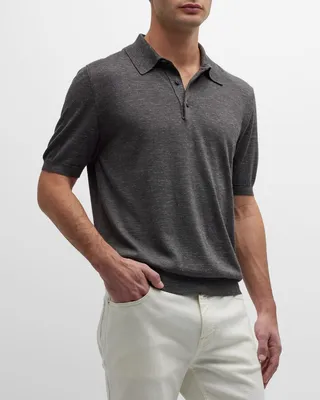 Men's Silk-Cashmere Polo Sweater