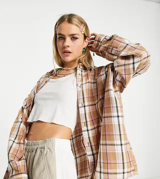 COLLUSION drop shoulder shirt in check