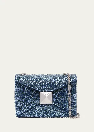 One Stud Sparkling Denim Chain Shoulder Bag
