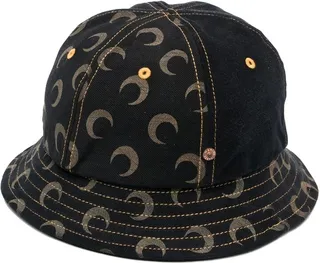 Moon print denim bucket hat