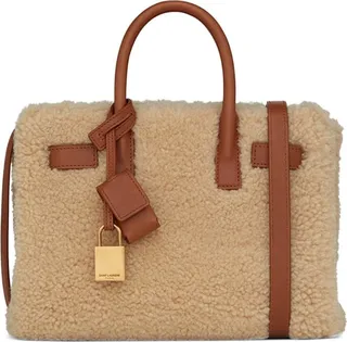 Saint Laurent Nano Sac De Jour Shearling Tote Bag
