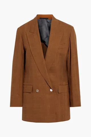 Checked wool and silk-blend blazer