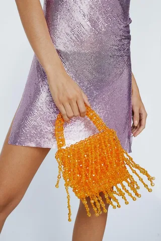 Nasty Gal Womens Crystal Beaded Drop Embellished Mini Bag