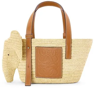 Small Elephant Basket Raffia Tote