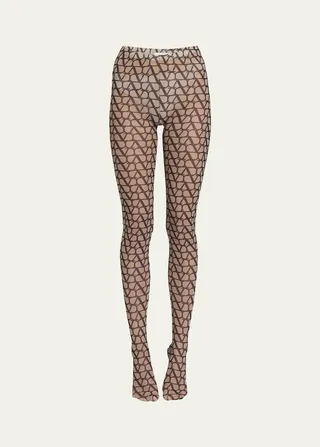 Logo-Print Sheer Tights
