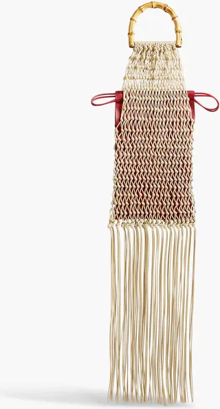 Fringed macramé tote
