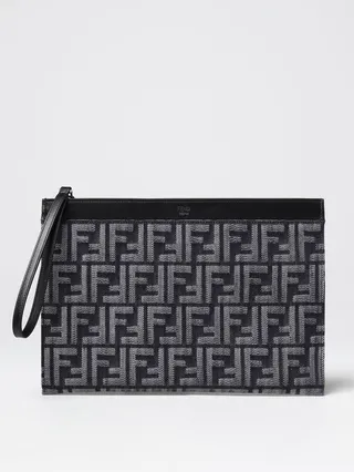 Fendi denim and leather pouch