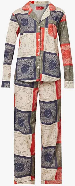 Womens Multi Bandana-print Long Cotton Pyjamas