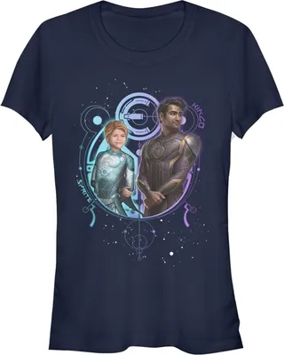 Junior's Marvel Eternals Sprite and Kingo Duo T-Shirt - Navy Blue - 2X Large