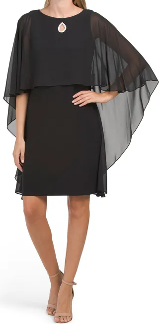 Teardrop Rhinestone Chiffon Overlay Mini Dress