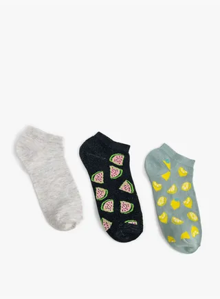 3-Pack Bootie Socks Set Fruit Detailed