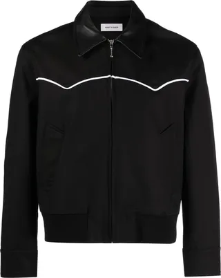 Contrast-Stripe Bomber Jacket