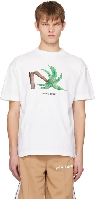 Palm Angels White Broken Palm T-Shirt