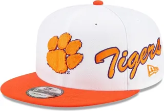 Men's New Era White and Orange Clemson Tigers Two-Tone Side Script 9FIFTY Snapback Hat
