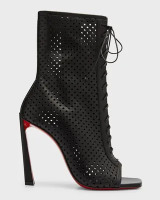 Condora Perforated Red Sole Lace-Up Booties