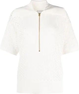 Teagan Boxy open-knit polo shirt