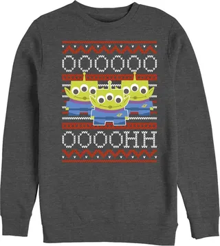 Men's Toy Story Christmas Alien Ugly Sweater Sweatshirt - Charcoal Heather - Medium