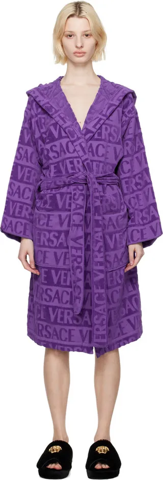 Versace Underwear Purple Hooded Robe