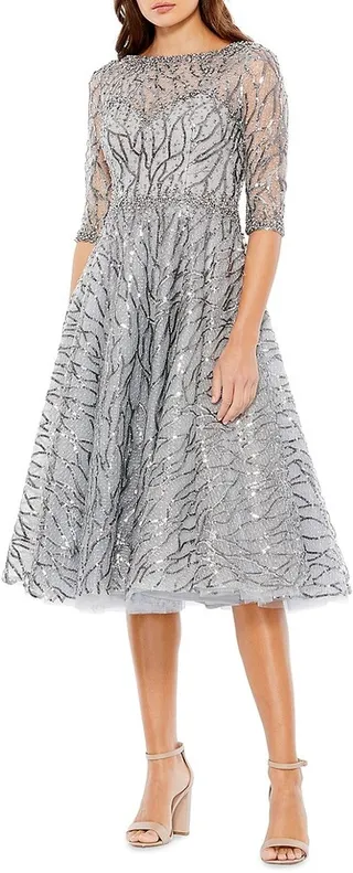 Sequined Fit-&-Flare Midi-Dress