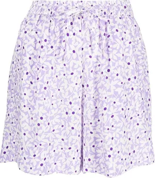 Silk Floral-Print Drawstring Shorts