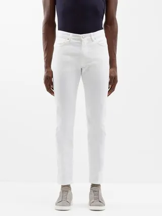 Leather-patch Tapered-leg Jeans