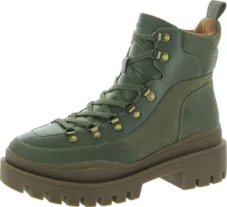 Jaxen Womens Leather Faux Fur Combat & Lace-up Boots