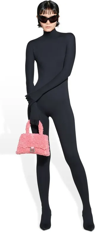 Furry Hourglass Small Handbag With Strap