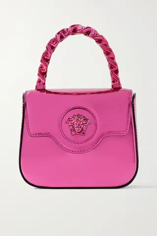 Versace - La Medusa Mini Metallic Patent-leather Tote - Pink