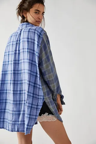 CP Shades Mixed Plaid Double Cloth Top by CP Shades at Free People