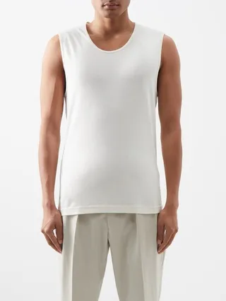 Ribbed-trim Cotton-jersey Tank Top