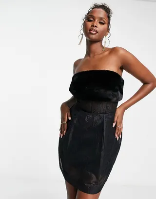 ASOS LUXE corseted mini dress in black