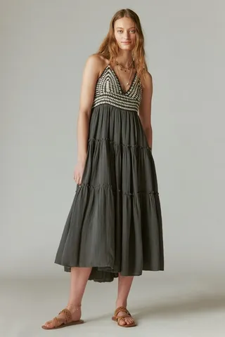 Crochet Trim Maxi Dress