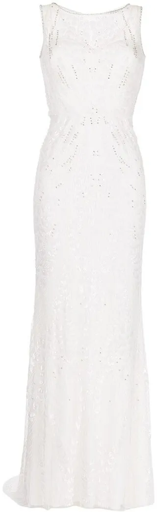 Crystal-Embellished Embroidered Fitted Gown