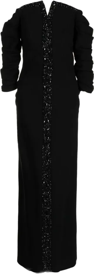 Strapless Crepe Beaded Dress