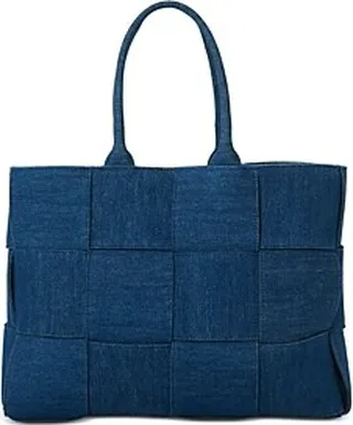 Bottega Veneta Large Arco Weaved Denim Tote with Removable Pouch