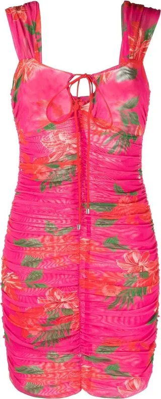 Floral-Print Semi-Sheer Minidress
