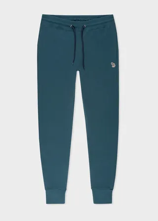 Slim-Fit Teal Cotton Zebra Sweatpants