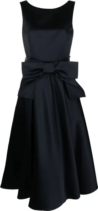 Bow-Detail Flared Midi Dress