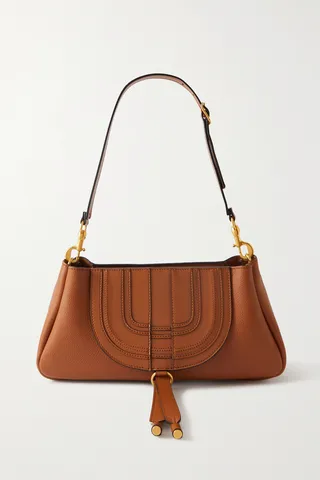 Chloé - + Net Sustain Marcie Textured-leather Shoulder Bag - Brown