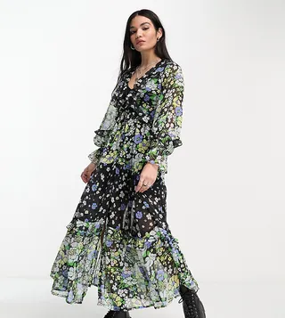 Reclaimed Vintage spliced floral print tiered maxi dress