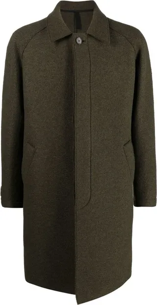 Fly-front virgin wool coat