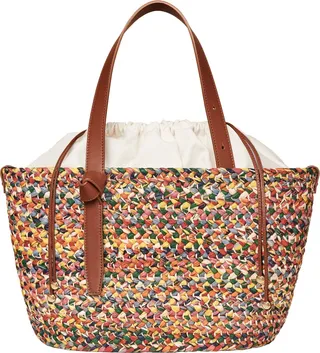 Rainbow Melange Raffia Tote