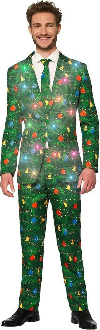 Suitmeister Men's Christmas Suit - Christmas Green Tree - Light Up - Green - Size: L