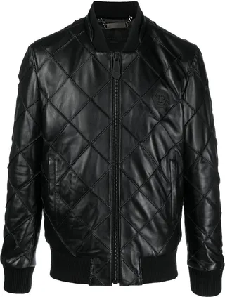 Quilted Leather Bomber Jacket