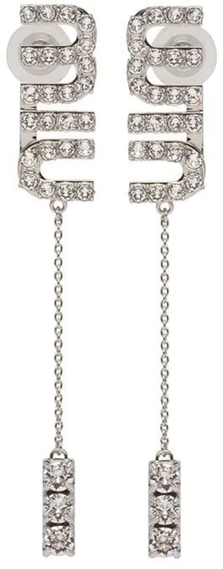 Crystal-Embellished Pendant Earrings